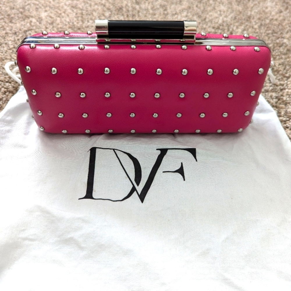 DVF Tonda Studded Clutch in Gardenia Pink new with tags